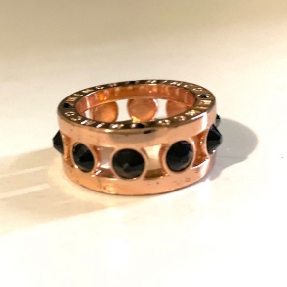 MIMCO Rose Gold Toned Black Studded Ring - Picture 2 of 6